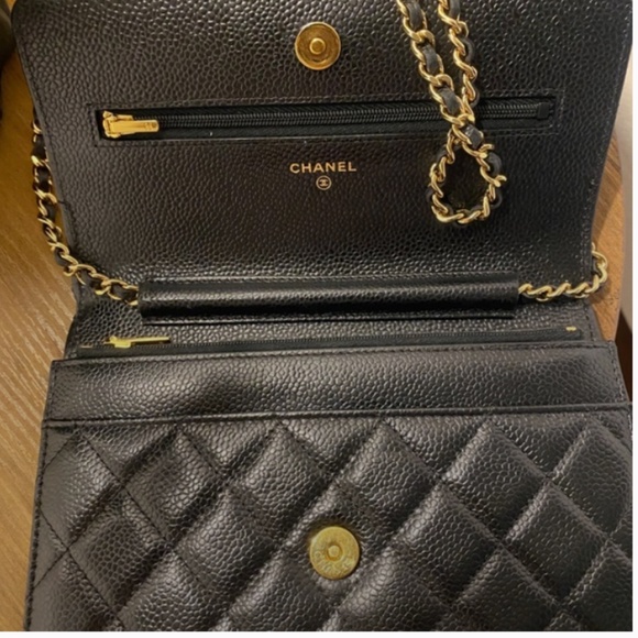 Authentic Chanel Wallet on Chain - Black Caviar Leather with Gold hardware - Picture 15 of 16
